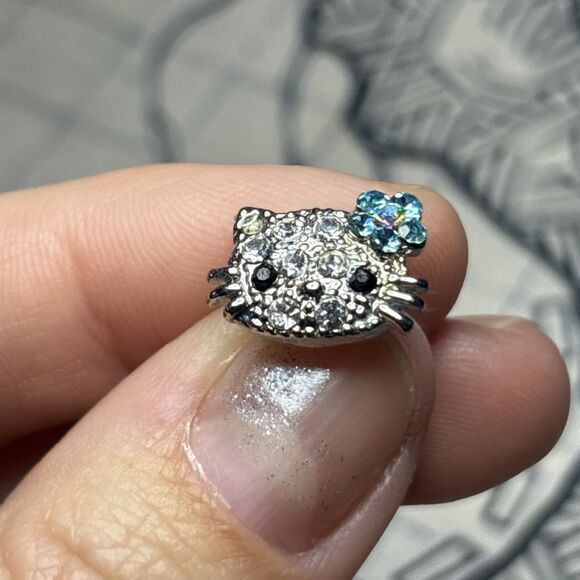 Sparkly Hello Kitty Post Earrings with Crystal And Rhinestones - Picture 3 of 5